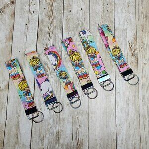 Rainbow Brite Fabric Keychain Wristlet: Vintage 1980s Handmade Key Fob